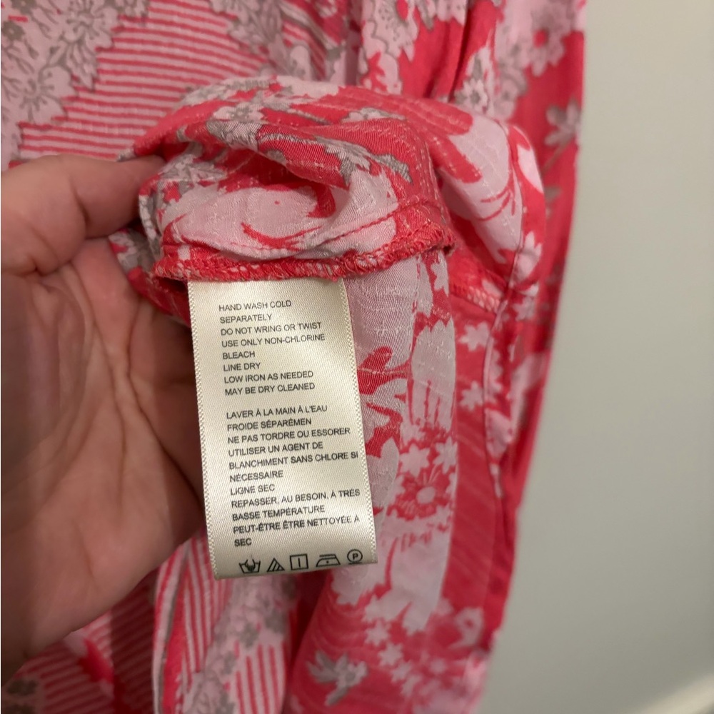 Free People Flowy Pink Long Sleeve Patterned Shirt xl X-large - Picture 6 of 11